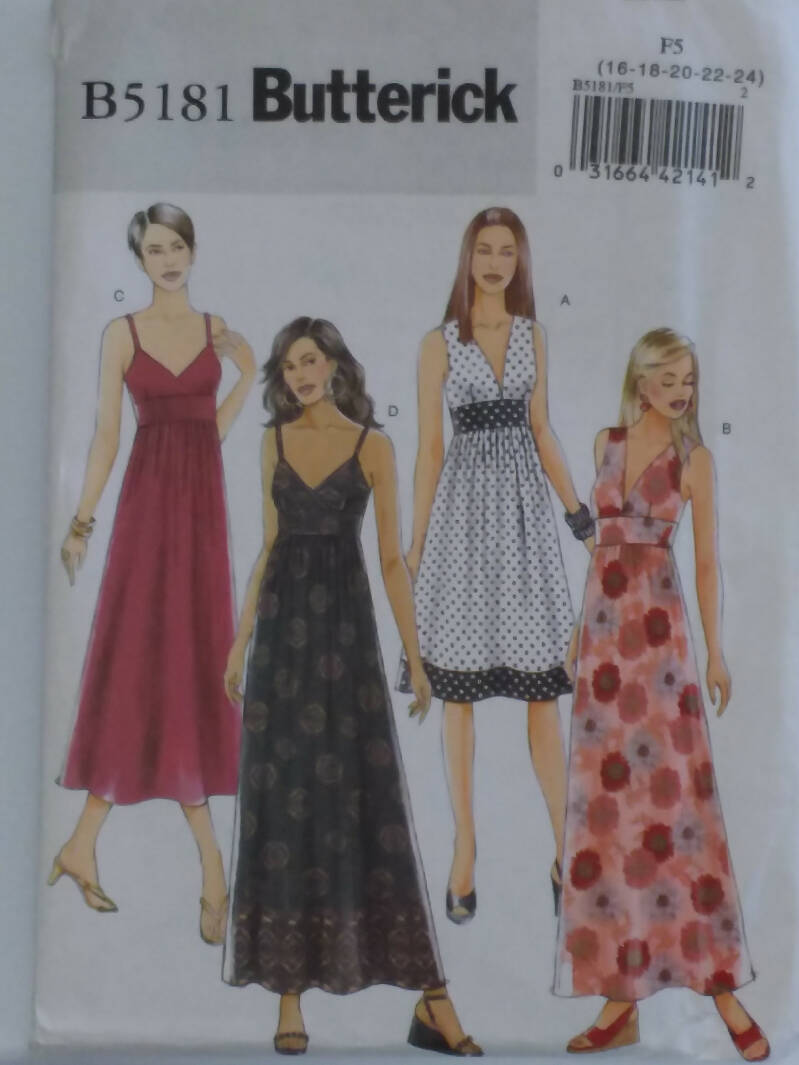 Butterick 5181 Dress with Lined Close- Fitting Bodice and Flaired Skirt