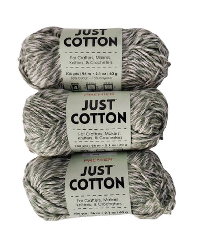 Sage Green Twist Marl Premier Yarns Just  Cotton Yarn 1.76 oz 87 Yds 3 Skeins