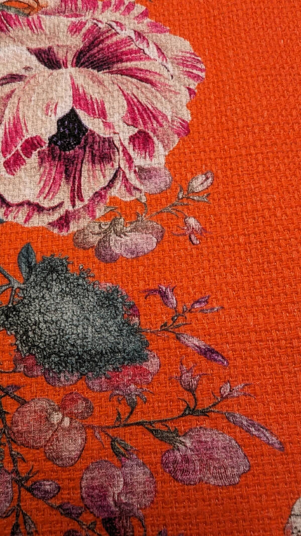 Coral Multicolor Floral Print Cotton Faille Textured Woven Fabric 59"W - 4 1/2 yds+