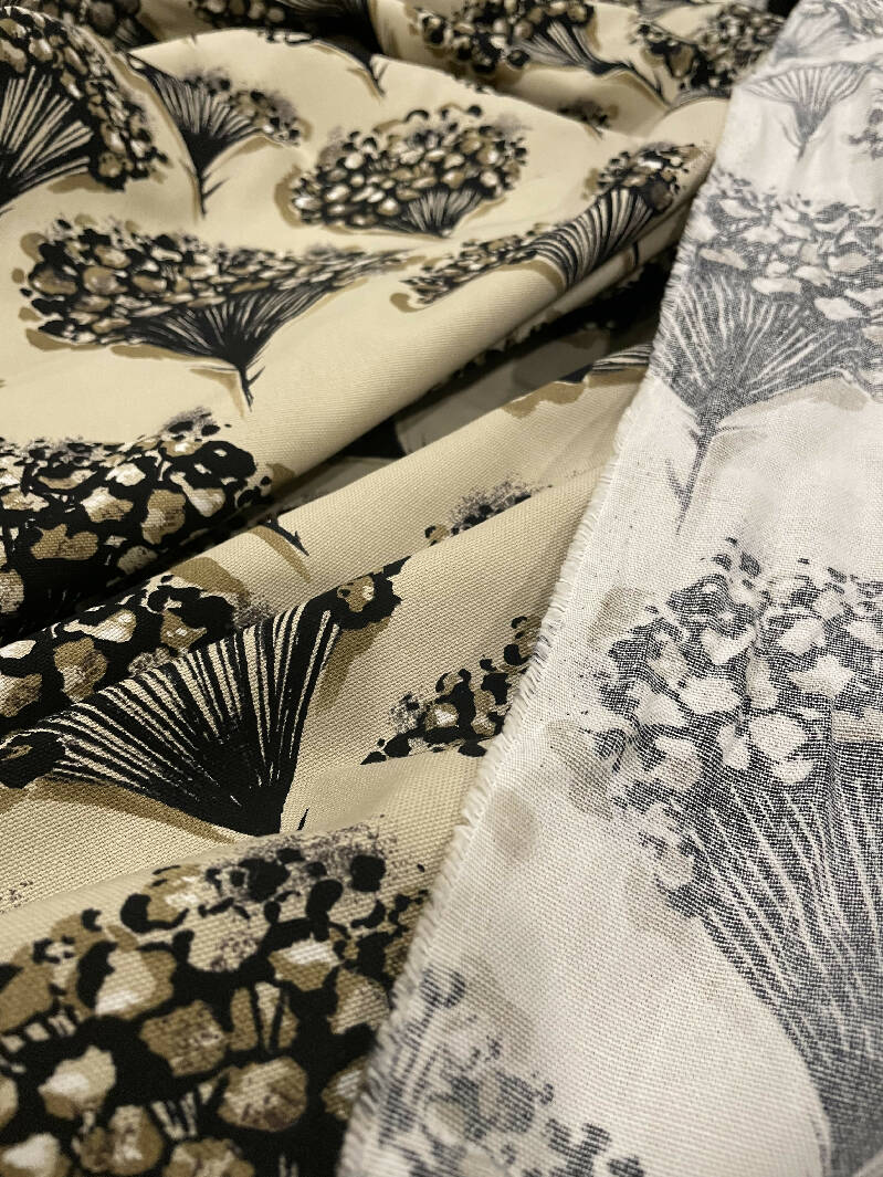 Home decor cotton floral black and beige 59" wide - 5 yards available