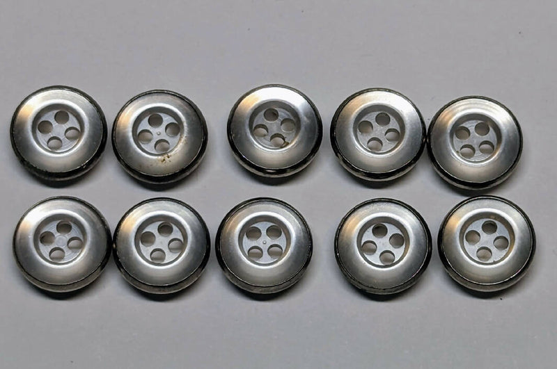 Silver Gray Round Prong Buttons 10mm - Set of 10