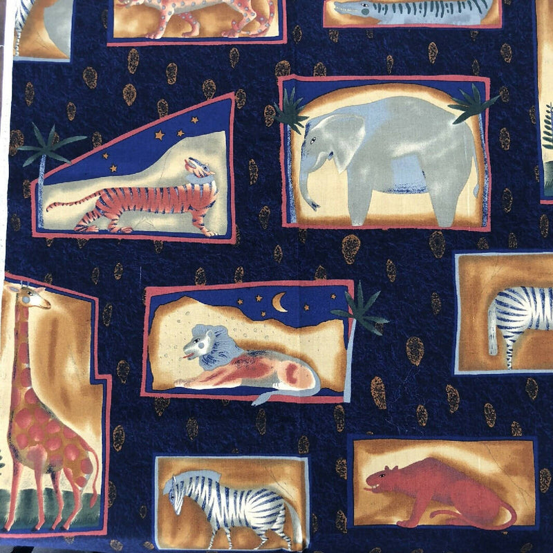 Vintage Alexander Henry Fabrics Jungle Box Batik Philip de Leon 2 yards Animals