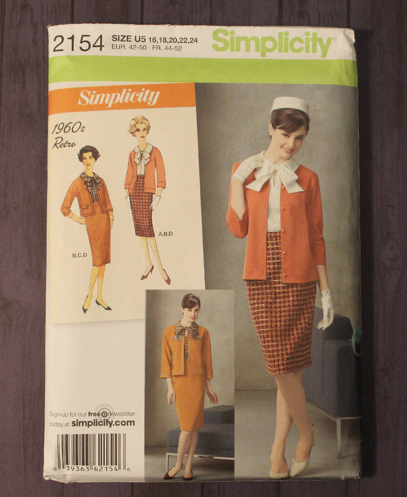 Simplicity 2154 Misses Blouse, Skirt, Jacket, and Knit Cardigan, Vintage 1960&