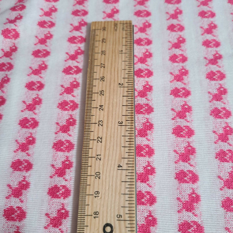 Vintage Rare Pink Chick & Egg.White Jersey Sewing Fabric