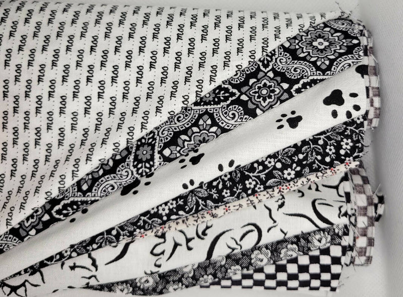 Black and White Fat Quarters 8 pieces