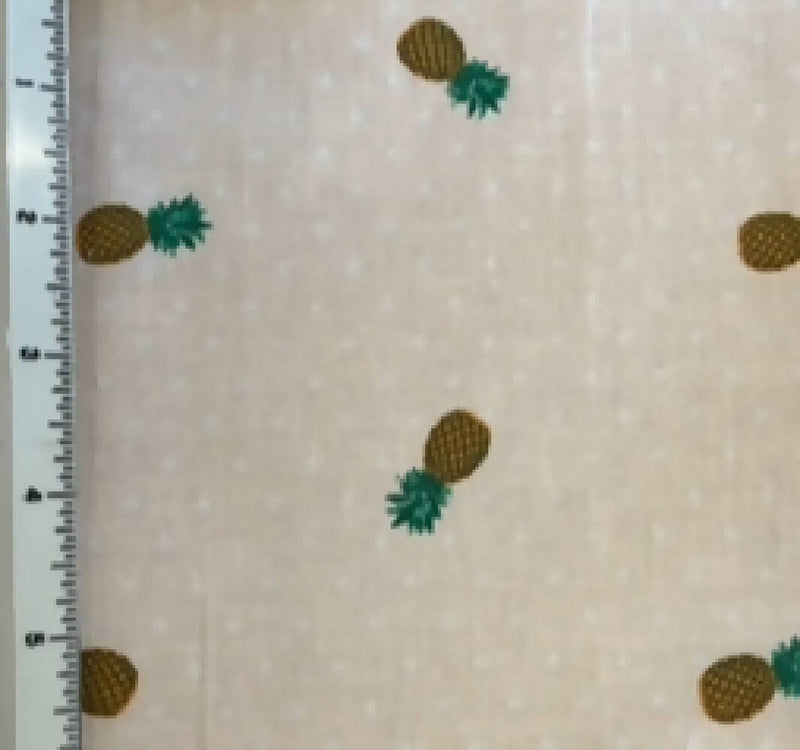 Pineapple on Peach Polka dot 33" x 42" cotton quilting fabric