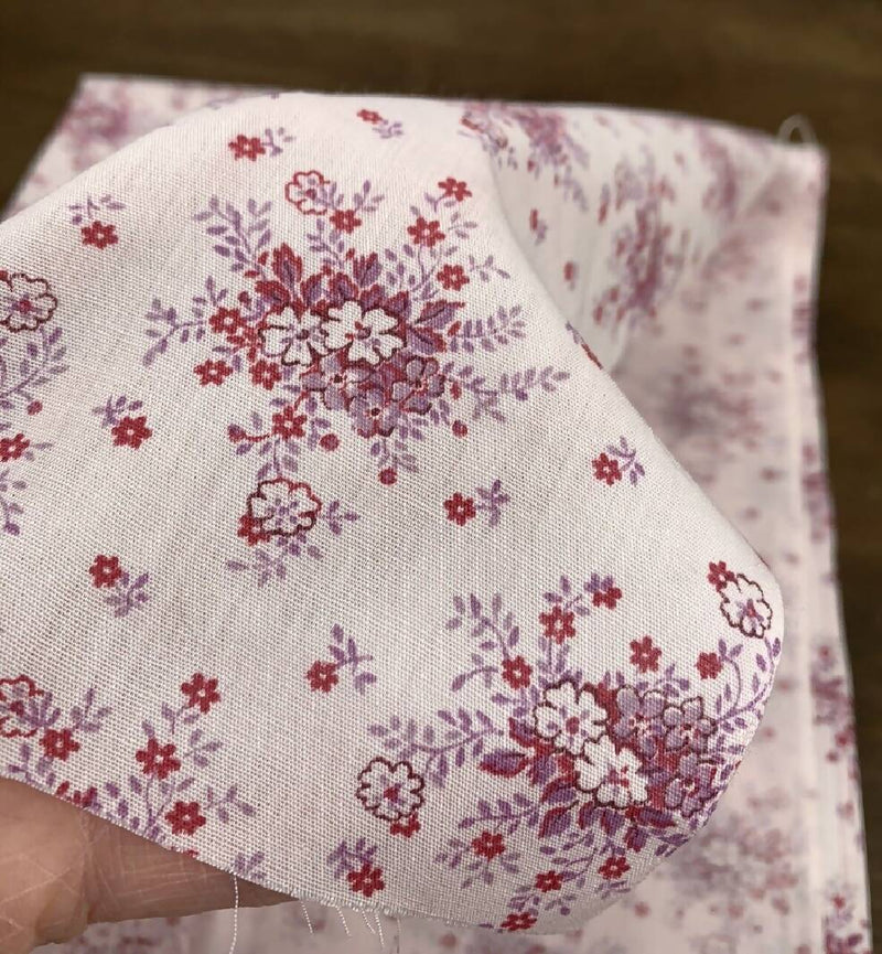 VTG 80s Cranston Calico Small Floral Print Cotton Muslin Fabric 1 yrd+27"x44"