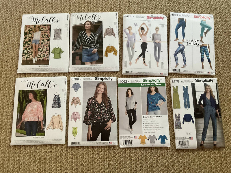 8 Tops and Bottoms Patterns bundle, Simplicity and McCalls