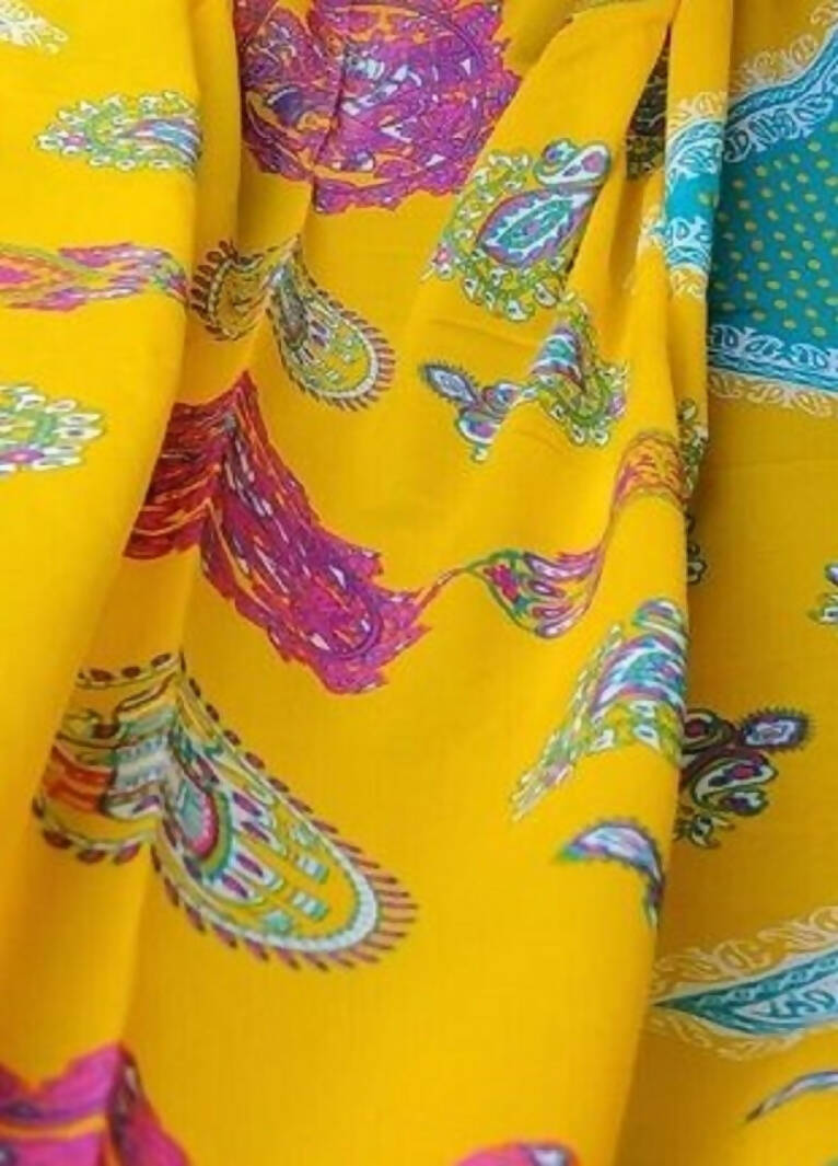 Sheer Colorful Georgette Crepe in Asian Motif