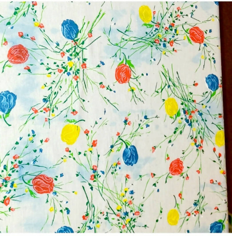 Flowers Colorful Stretchy Vintage Fabric