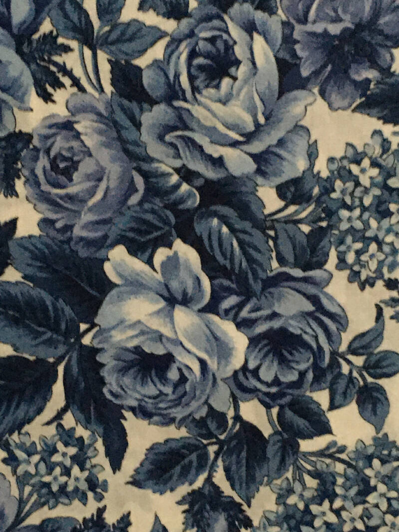 FABRIC Monticello Collection Blue Roses by Clothworks 1 yard