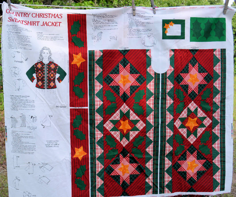 Christmas project Country sweatshirt jacket fabric PANEL Cranston/VIP