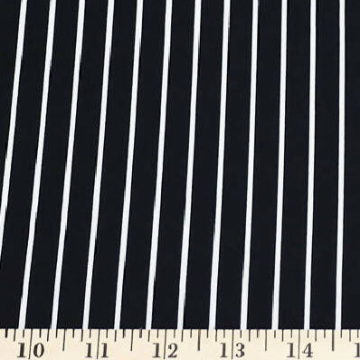 NEW Rayon Challis, Black & White stripe, sold by the HALF YARD - 100% rayon garment fabric, 58"