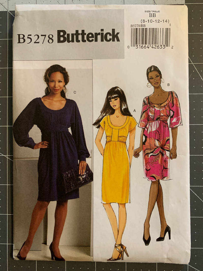 Cute pullover knit dress! Butterick 5278, Size 8-10-12-14, Uncut and Factory Folded