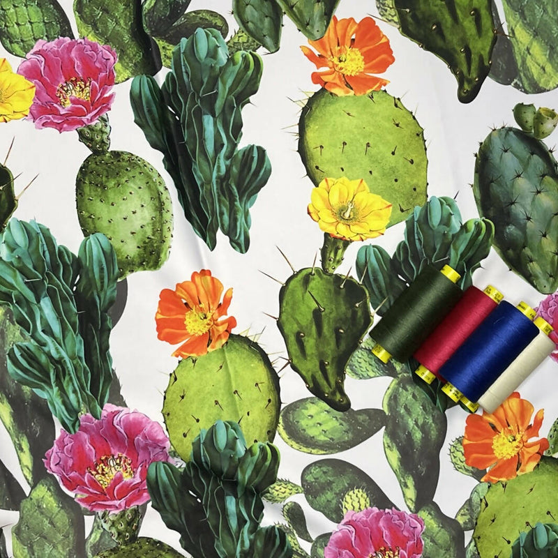 Floral Cactus Polyester Lycra Activewear Knit - 2.25 Yds