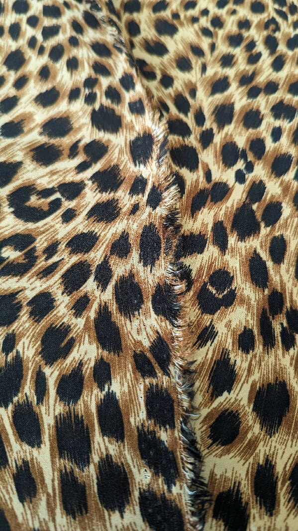 Tan/Caramel/Black Cheetah Print Polyester Woven Fabric 56"W