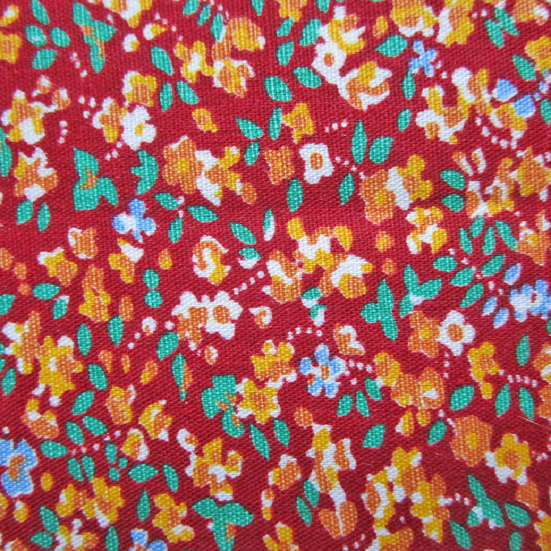 Vintage Cotton, Deep Red + Orange Floral, 33" x 31"
