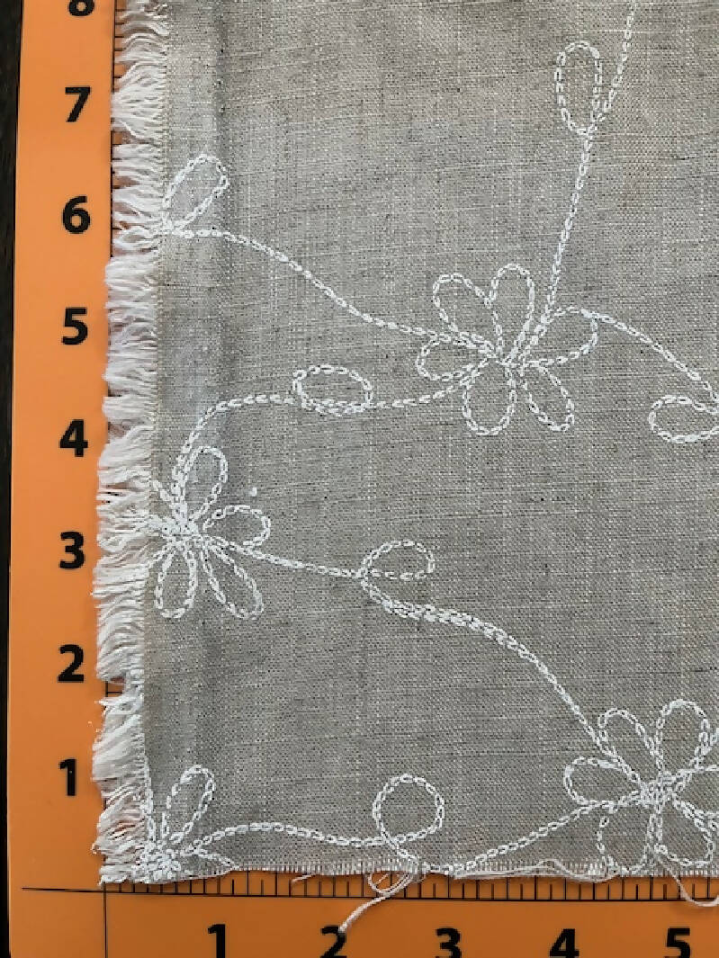 Beige linen blend - Embroidered