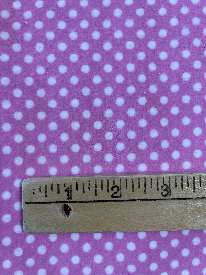 Pink Flannel White Polka Dot Fabric
