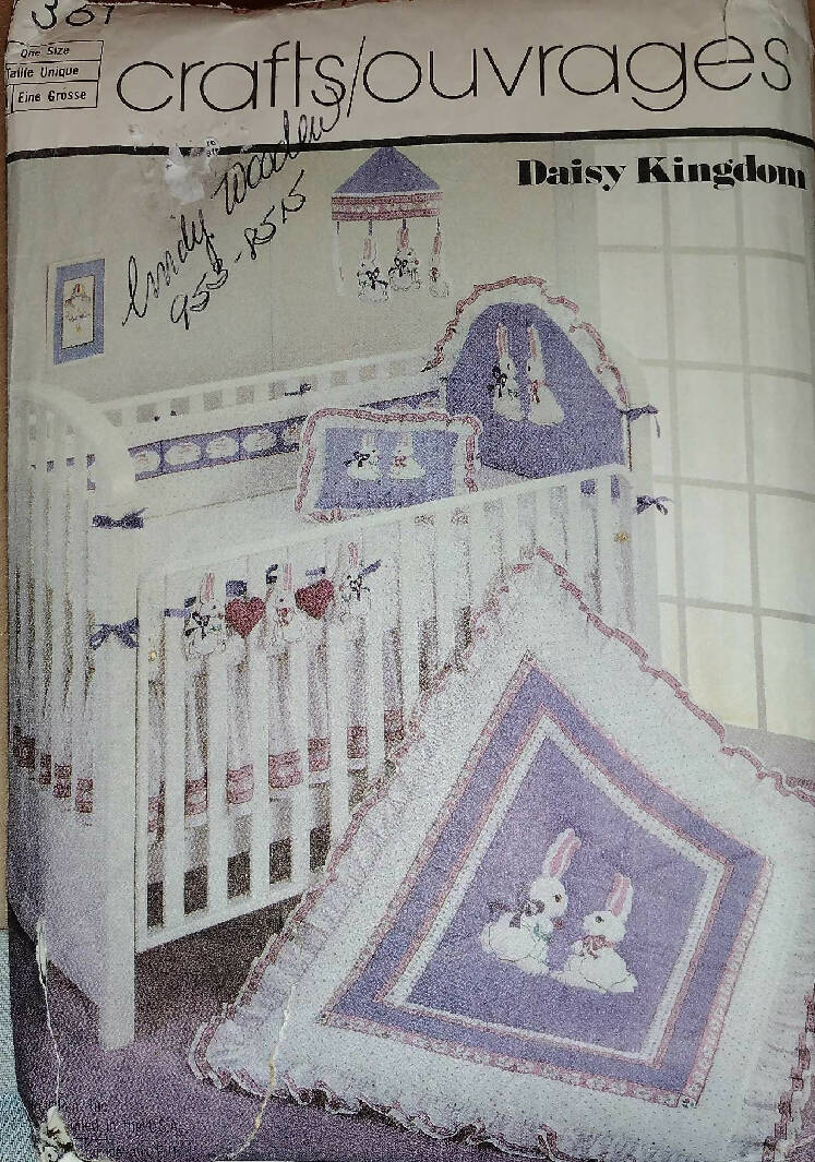 Two Vintage Simplicity Baby Nursery Sewing Patterns - Comforter, Dust Ruffle - Accessories