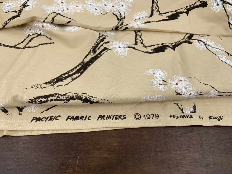 Vintage 1979 Pacific Fabric Printers Designs By Shoji Belge Asian Tree Branches
