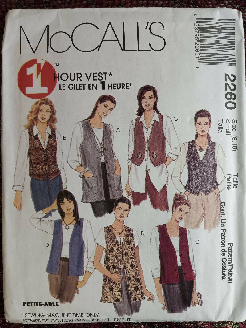 McCalls 2260 Pattern: 1-hour vest