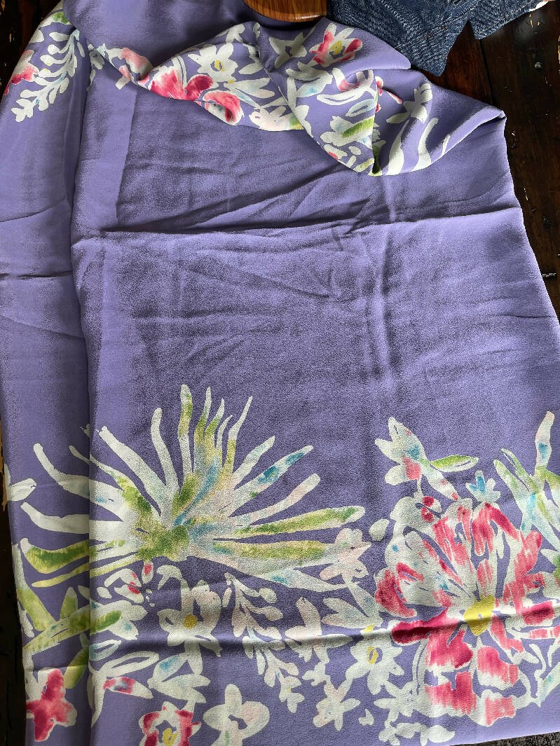 DESIGNER Lavender floral/botanical double border print 2 yds