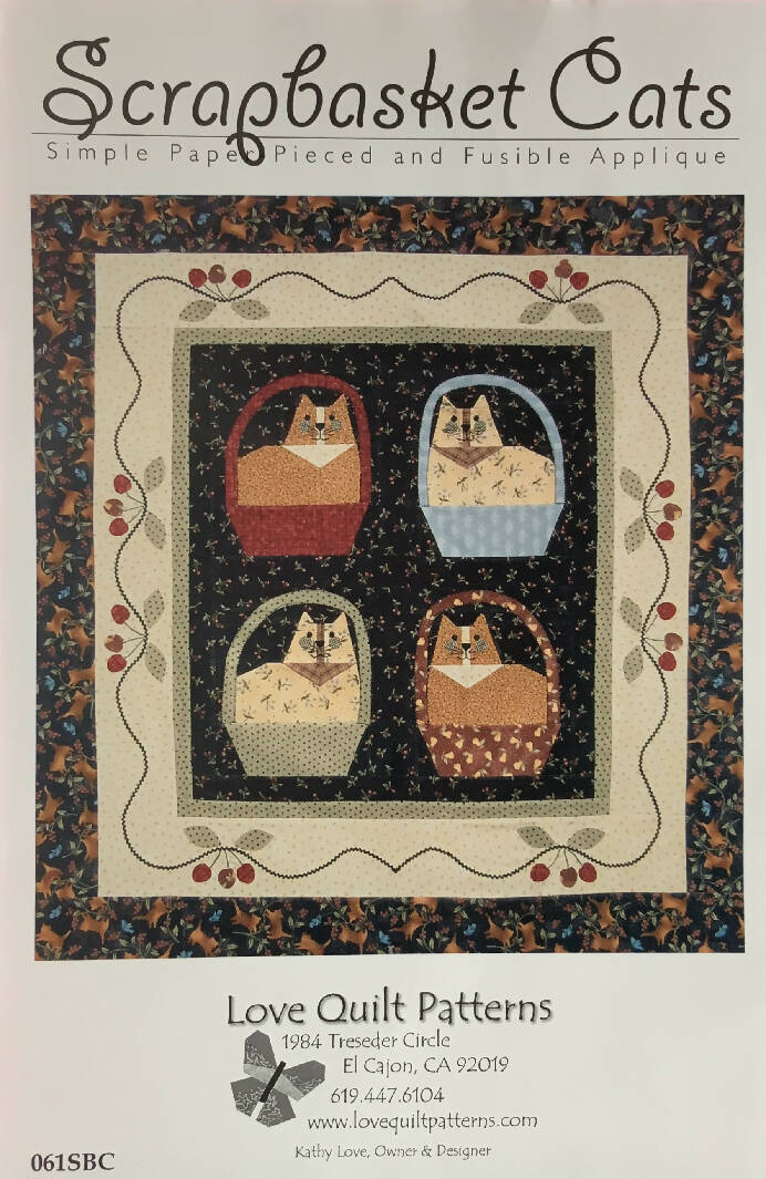 SOLD NOT AVAILABLE PATTERN SCRAPBASKET CATS Paper Pieced and Fusible Applique
