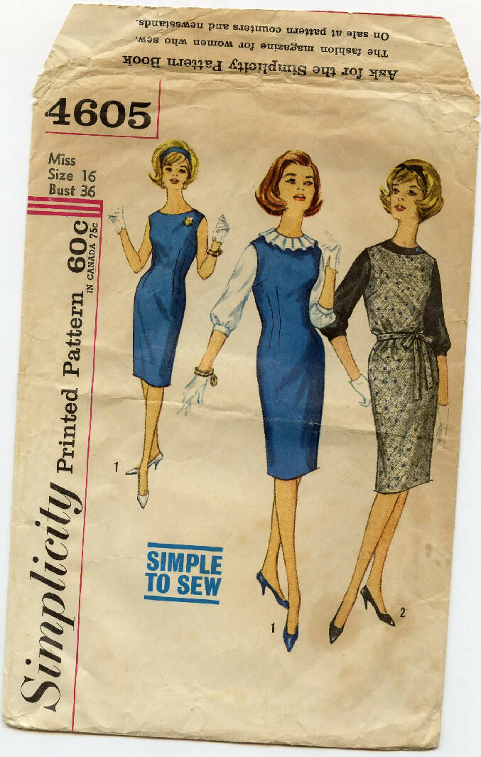 Simplicity 4605 Vintage Dress / Jumper and Blouse Sewing Pattern Size 16 Bust 36