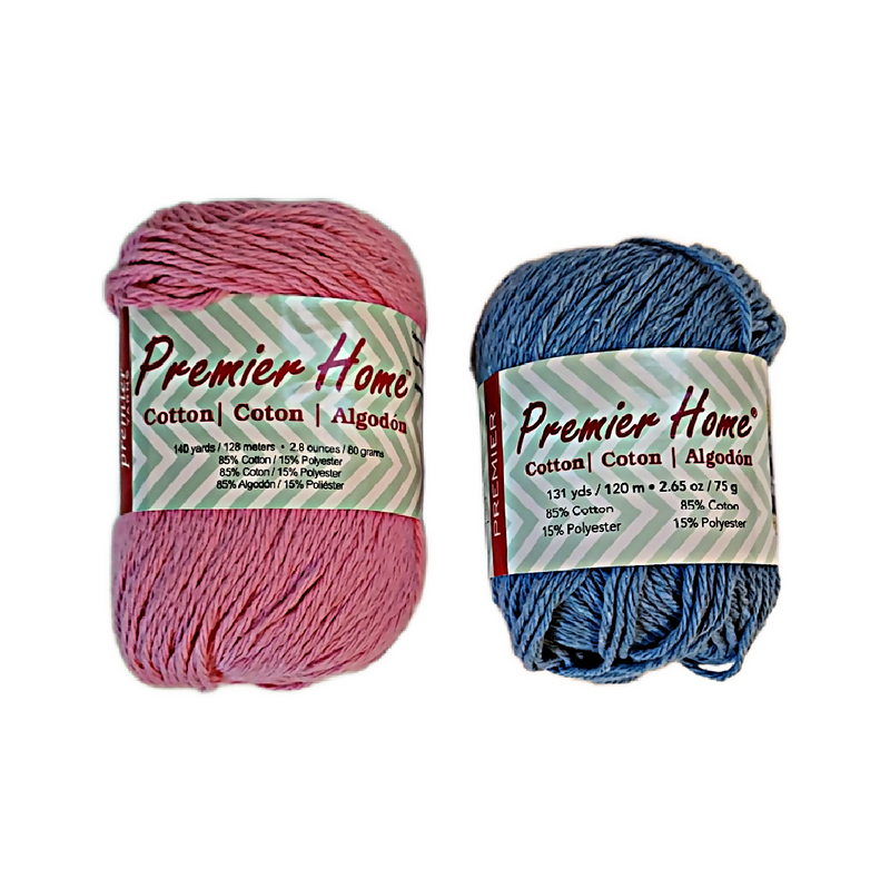 Lot 2 Premier Home Yarn Pastel Pink and Cornflower Blue Cotton Blend New