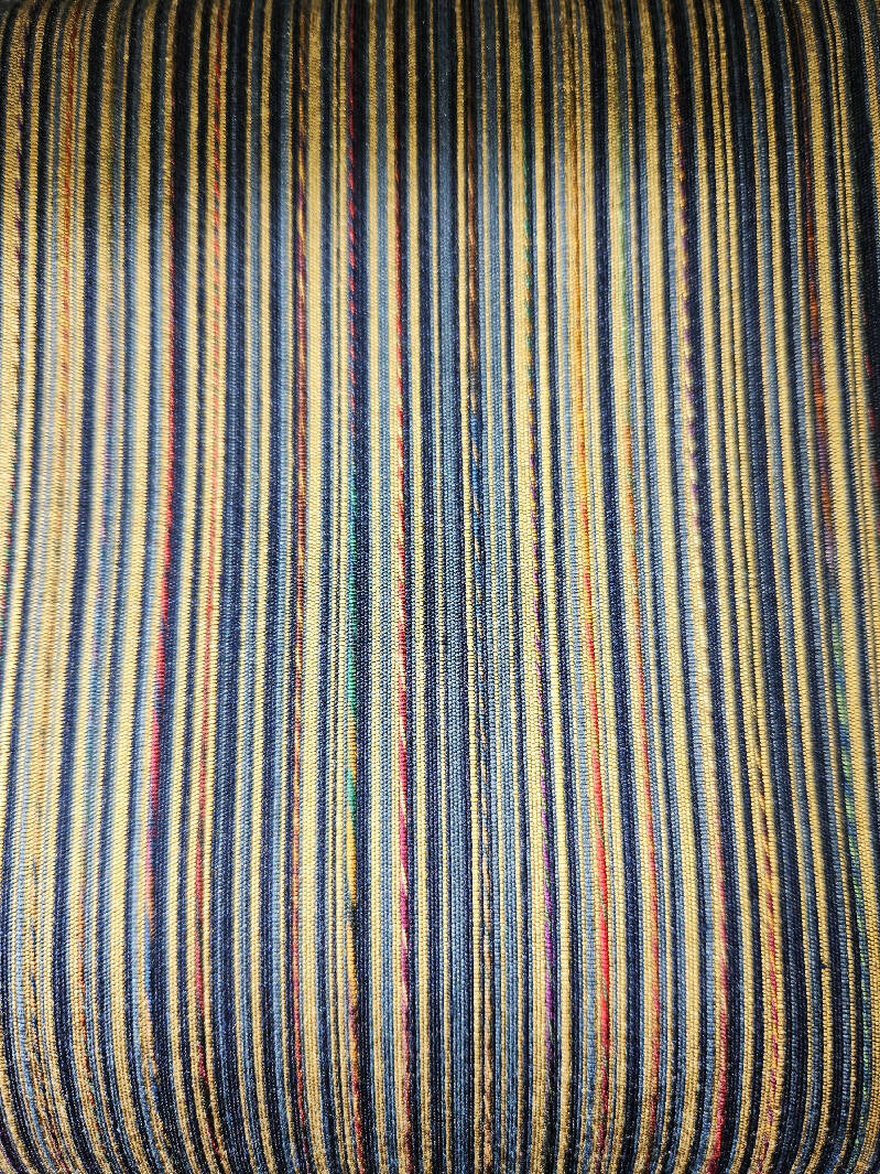 Blue and Gold Striped Decorator Fabric