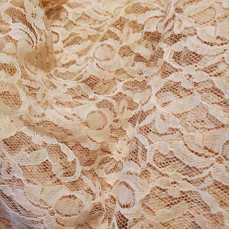 Vintage Lace Fabric Blush color scalloped Edge 1 yd x 23 "