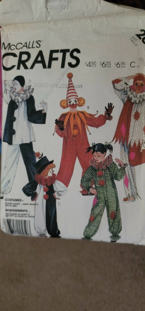 McCalls 2623 Clown Costume Sz M OOP