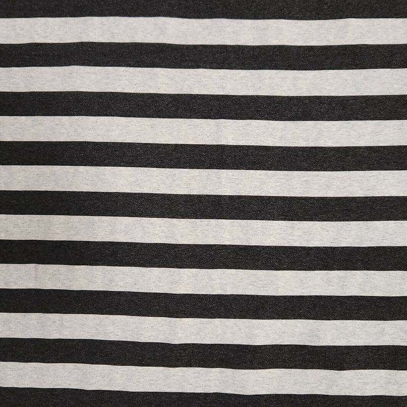 1" Stripe Charcoal and Light Grey - Rayon Spandex - 2 yards