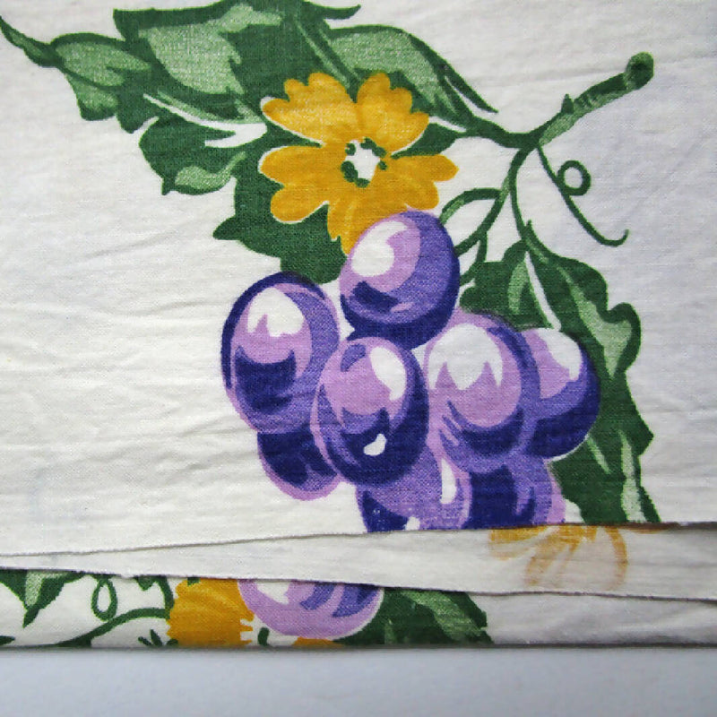 Vintage White Cotton with Purple Grapes, 2 Pieces