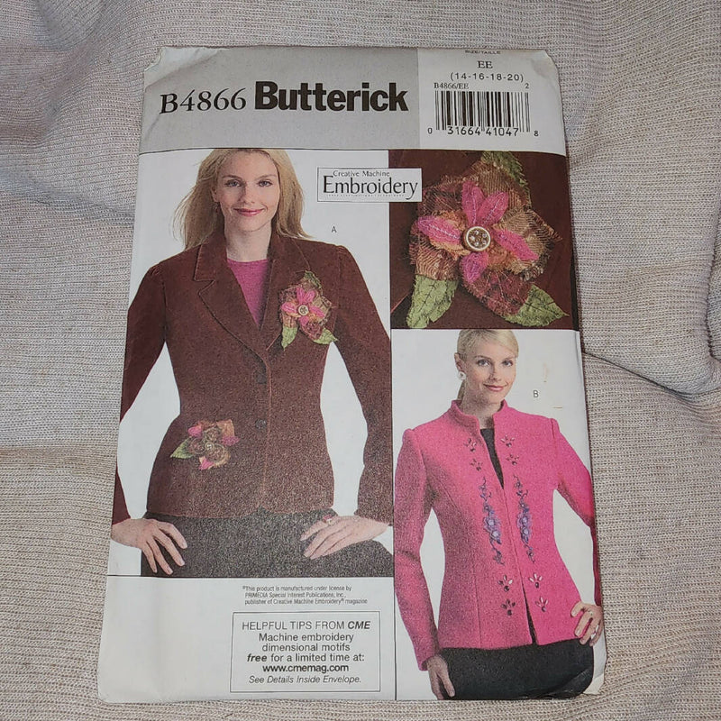 Butterick 4866 - Misses Jacket, UC/FF, SZ 14-20