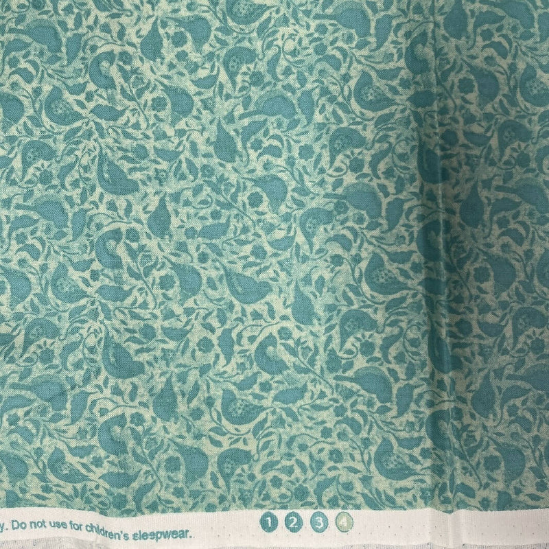 Teal Green Paisley Quilting Cotton - 2 Yds