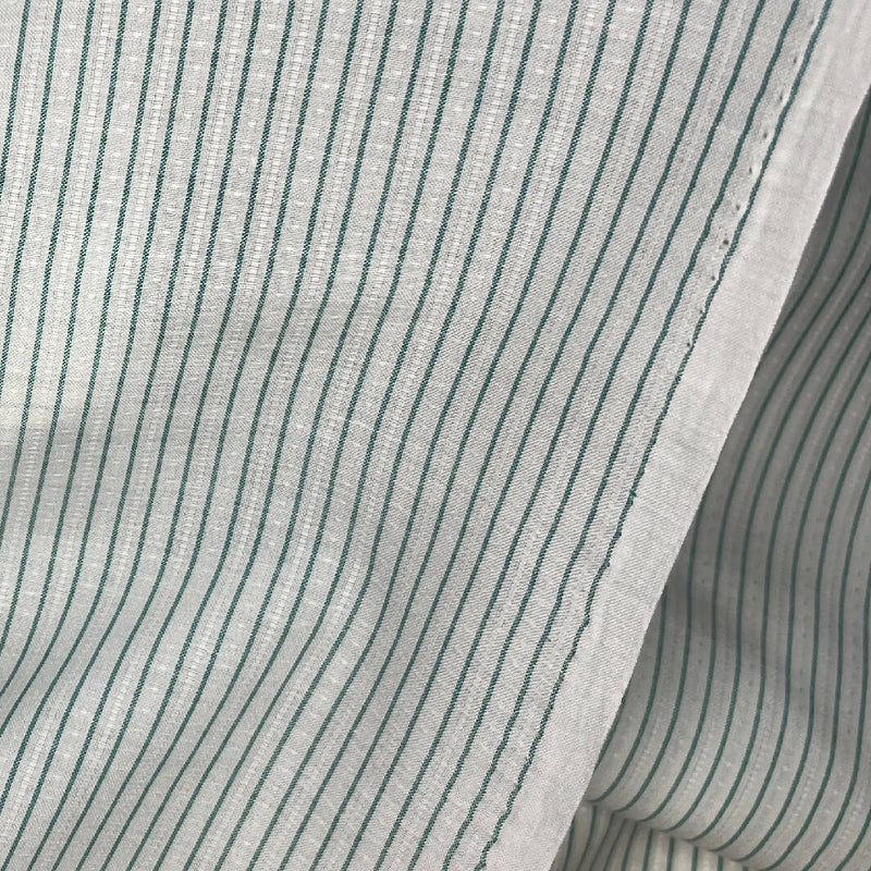 Green and White Striped Synthetic Shirting - 1.5 Yds