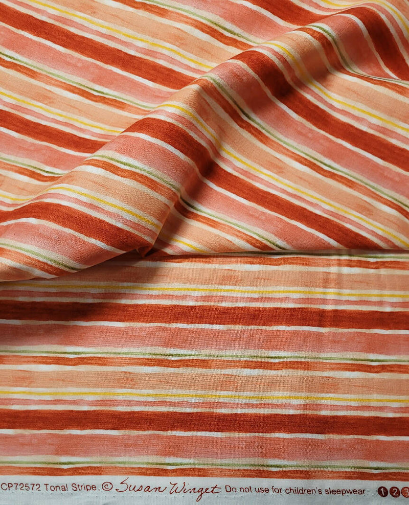 2 yards shades of orange striped quilting cotton