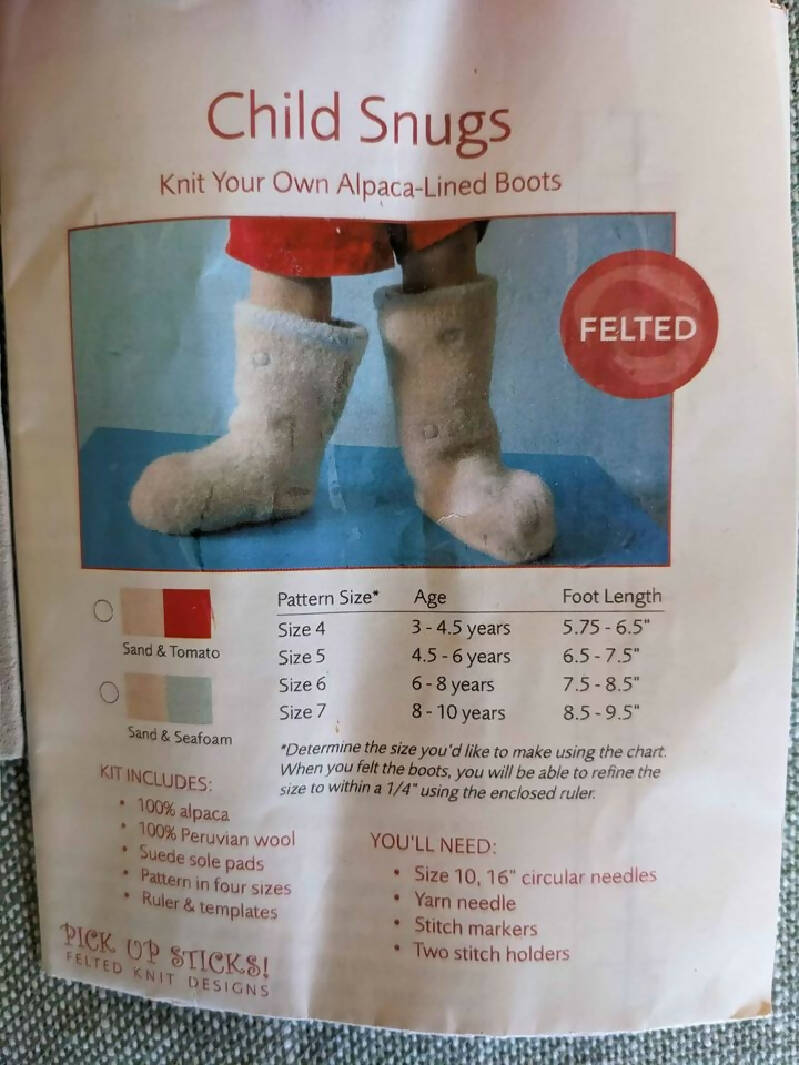 Alpaca-Lined Child Felt Boots Knit Kit