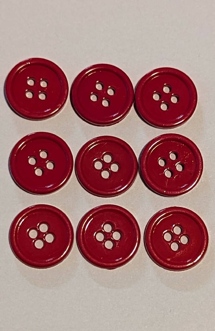 Apple Red 5/8" Round Buttons - Set of 9