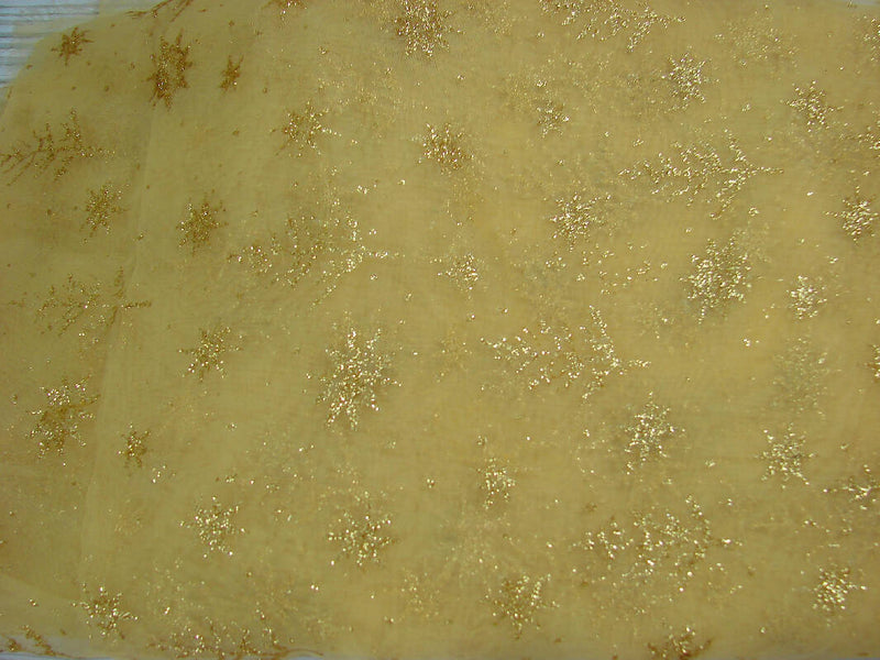 Gold Sheer Glitter Trees - Decor Fabric