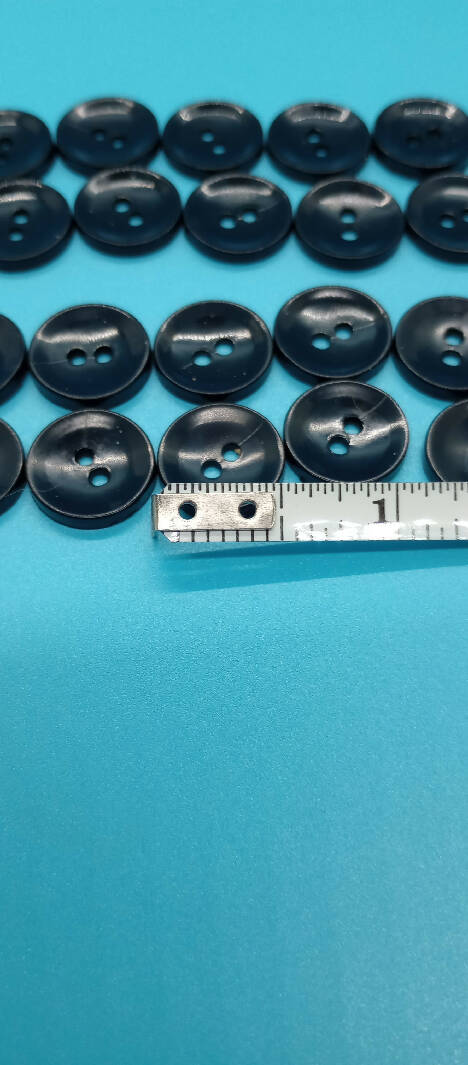 Black plastic buttons, Lot of 24, 9/16"