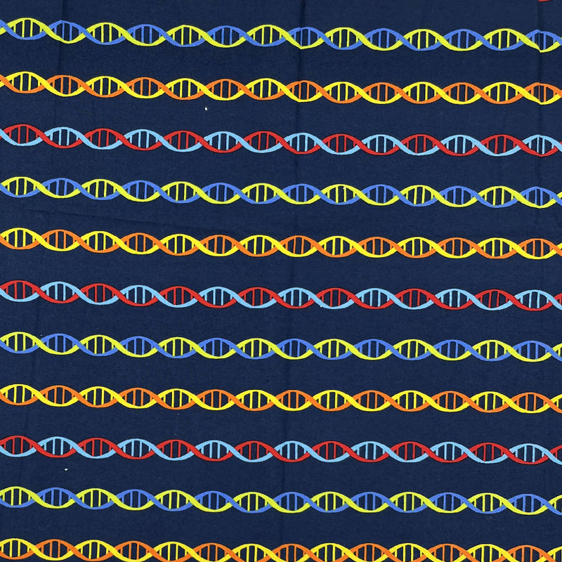 Navy With DNA Print Quilting Cotton - 1 1/2 yds
