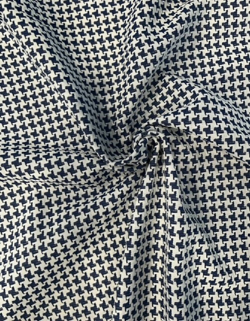 HOUNDSTOOTH - navy and white polyester double knit