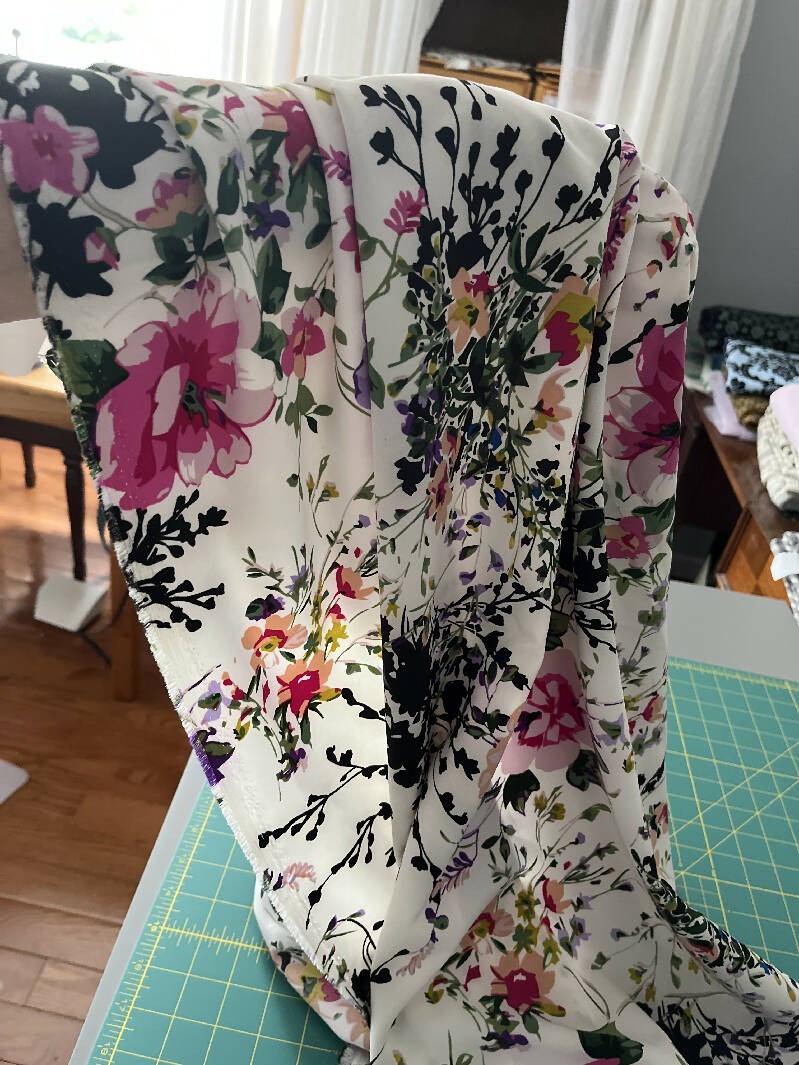 2 yds 60” wide floral polyester crepe
