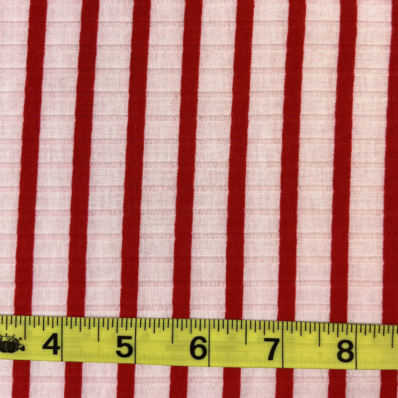 Red & Off-White Striped Knit - 1.8 yds