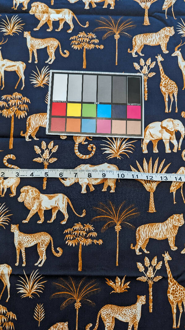 Mood Fabrics In the Wild Midnight Blue Digital Print Stretch Cotton Sateen Woven 58"W - 4 yds