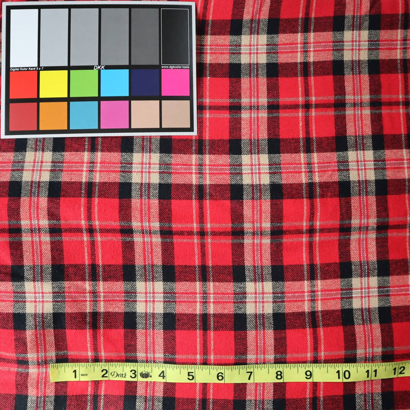 Red Plaid Brushed Cotton Flannel - 2.7 yds