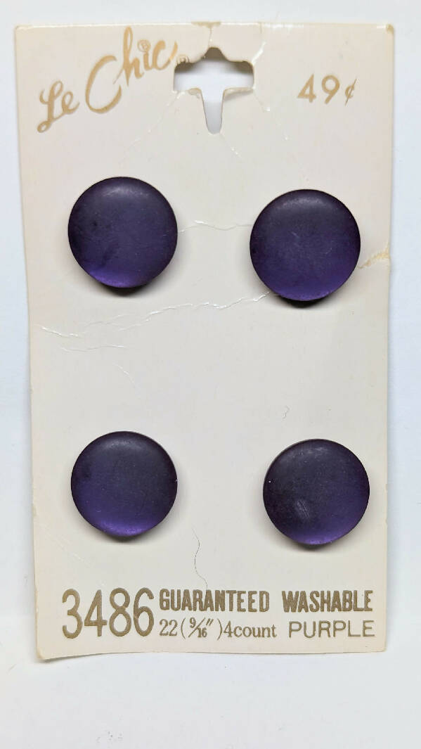 Le Chic Vintage Round Purple Shank Button 9/16" - set of 4